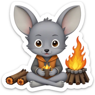 The Zhdun is sitting by the campfire. sticker