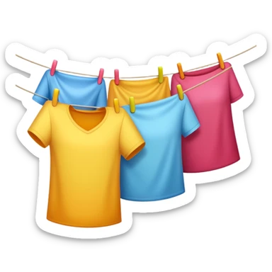 colorful laundry drying line sticker