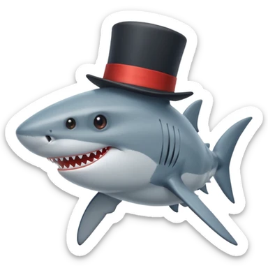 Shark with a top hat sticker