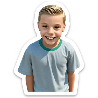 smiling boy in outdoor setting sticker