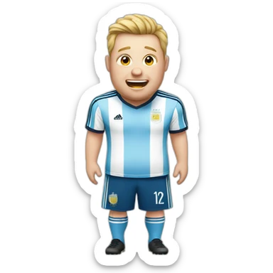 white man. Obese. argentina soccer uniform. laughing crying sticker
