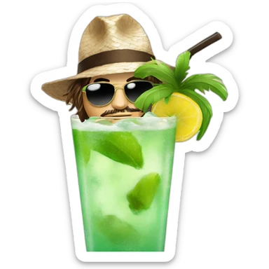 Johnny-depp-beach-Hawaii-mojito sticker