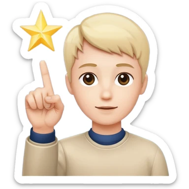 index finger pointing upward with a glowing star at the fingertip sticker