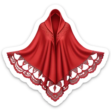 A simple red lace shawl with a delicate design sticker