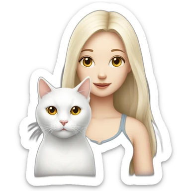 white cat and a girl sticker