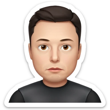 realistic make me elon musk serious face dark hair no shoulders just head  sticker