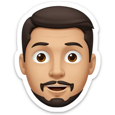medium skin tone man with dark hair and a goatee, septum piercing, winking sticker