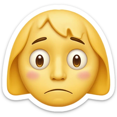 yellow face emoji with a tired expression, droopy eyes, subtle frown, classic emoji style sticker