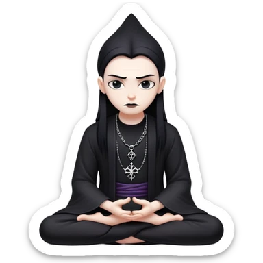 chill meditating goth villain  sticker