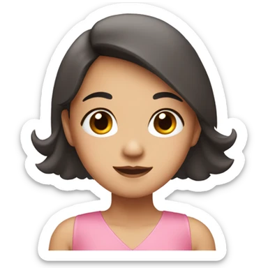 Asian girl wearing a pink dress with a sweetheart neckline sticker