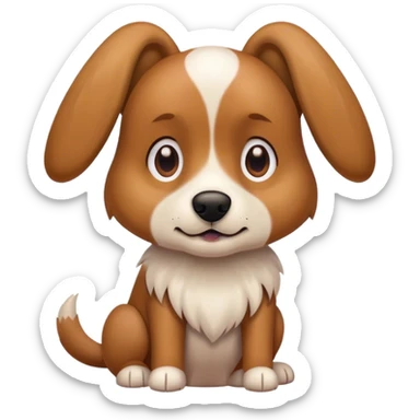brown dog with floppy ears with white body sticker