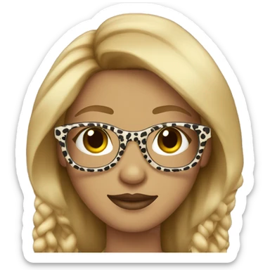 Dark blonde with animal print glasses sticker