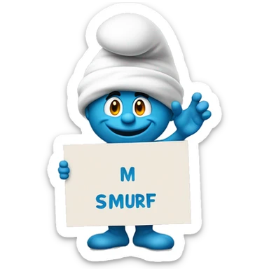 smurf holding sign that says “i’m a smurf” sticker