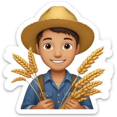 boy farmer, hold wheat sticker
