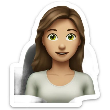 Brown haired green eyed Girl, driving to giant Eagle sticker