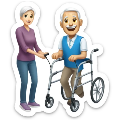 Old man with birthday handicap walker sticker