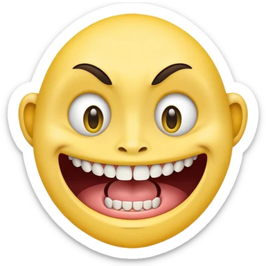 A yellow face with simple, open eyes and a flat, two big teeth sticking out of mouth sticker