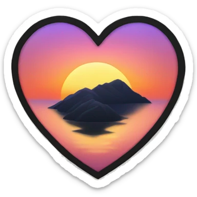 heart with a black border with a sunset on it  sticker