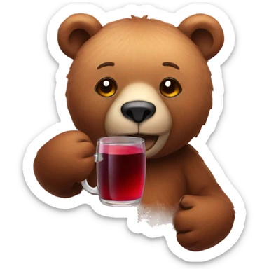 Bear with mulled wine  sticker