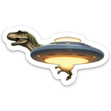 T-Rex flying a ufo sticker
