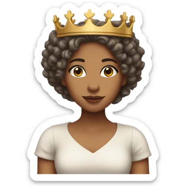Mixed girl with curly hair wearing a crown sticker