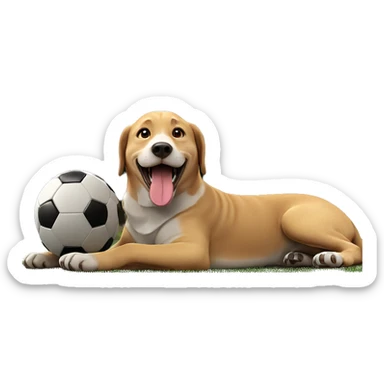 dog with soccer ball tongue sticker