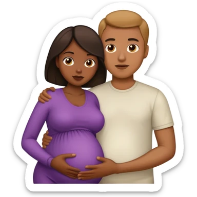 dark pregnant woman and man light brown sticker
