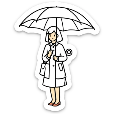 Lady with umbrella  sticker