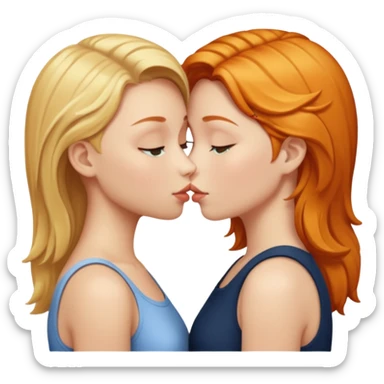Blond girl and ginger girl kissing  sticker