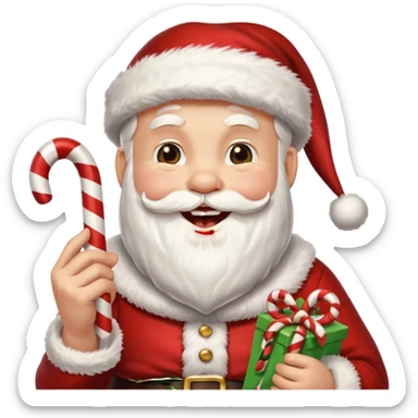 Santa Claus laughing and holding a cane. sticker