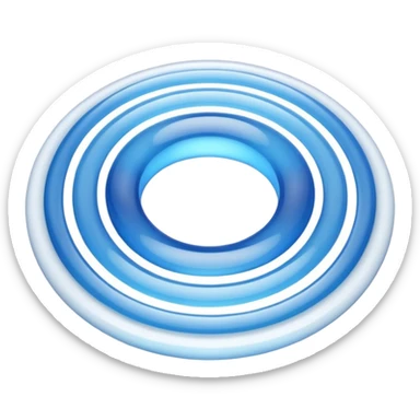 iOS-style 3D emoji: expanding ripple rings in mid-air, fading in color and opacity as they move outward from a small central source sticker