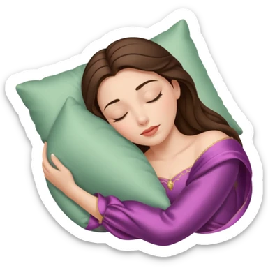 sleeping beauty brunette white girl with a silk pillow sticker