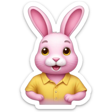 Pink rabbit wearing yellow shirt sticker
