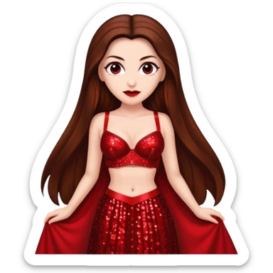 Countess Dracula with long brown hair, red sequin bra, red sequin long skirt  sticker