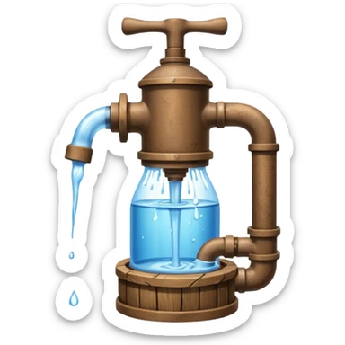 Ghibli style water pump with water pouring out of it sticker