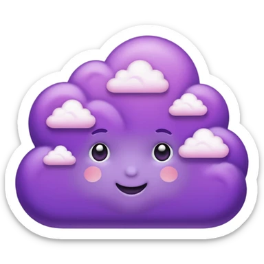 I want a purple cloud that's not like this one ☁️ but has a realistic shape without changing its appearance. The cloud should have a slightly white shaded part and should be starry but still purple/pink. No face or other color. sticker