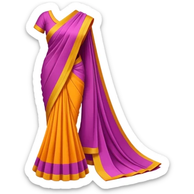 A 3D cartoon folded saree with matching blouse piece beside it, bright fabric texture, soft shadow, Memoji-style realism. sticker