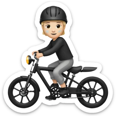 bike riding black bike blonde hair boy helmet sticker
