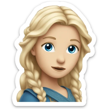 Freya with blonde long hair and blue eyes sticker