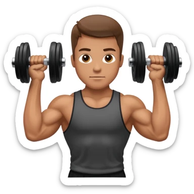 a man lifting dumbbell in gym  sticker
