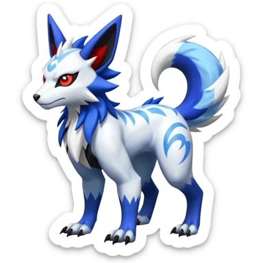 Shiny Glittery Exotic WereGarurumon-Zeraora-Renamon-Absol-fusion-hybrid-creature (full body sticker