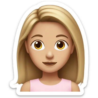 A girl with hazel eyes brown hair with blonde highlights wearing a light pink top sticker