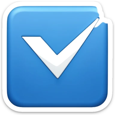 Make a symbol with a tilted blue colored square with a tick mark inside it in the middle. Make the edge of the square sharp. sticker