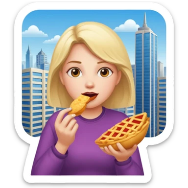 a giant girl eating buildings sticker