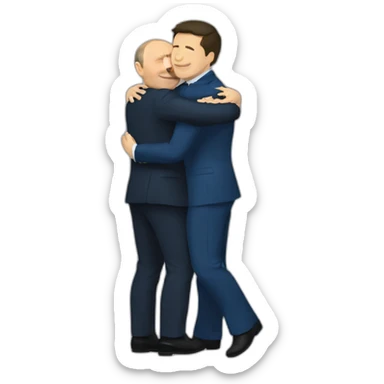 putin hugs zelensky sticker