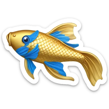 Gold and blue koi fish in a stream sticker