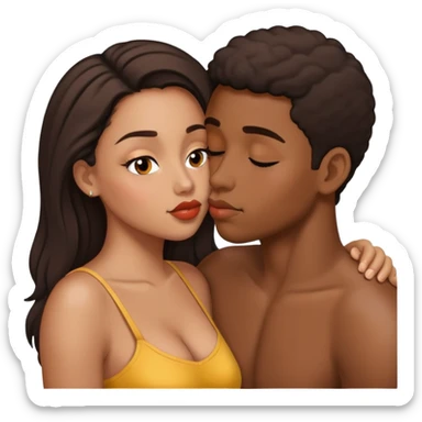 Black boy kissing Latina girl sticker