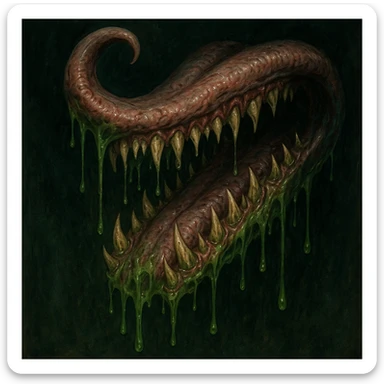 a freaky tongue, monster style, sharp teeth and dripping slime sticker