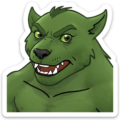 A werewolf in clothes Sunbathes on beach sticker