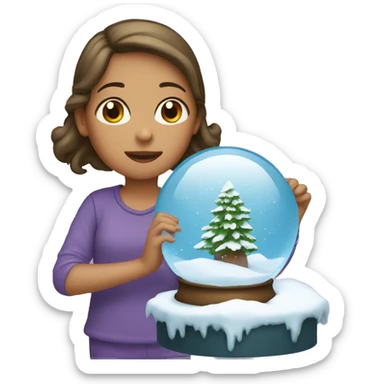 A girl with a snow globe sticker